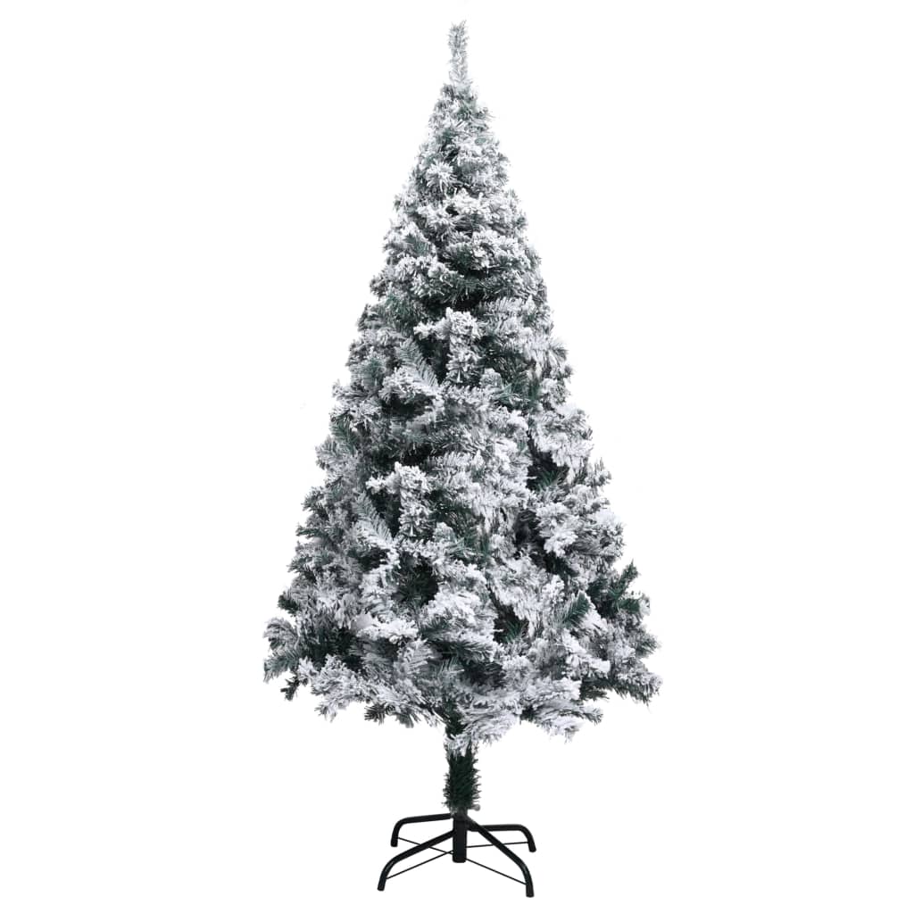 vidaXL Künstlicher Weihnachtsbaum mit Beleuchtung & Schnee Grün 150 cm