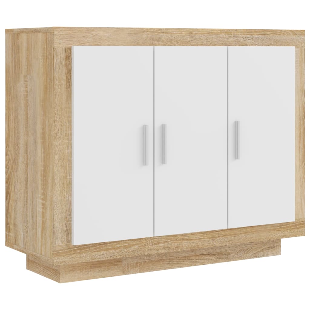 vidaXL Sideboard Weiß und Sonoma-Eiche 92x35x75 cm Holzwerkstoff
