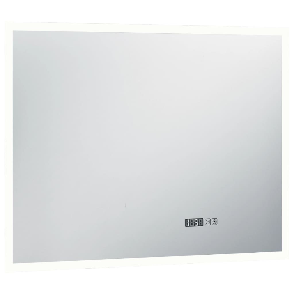 vidaXL LED-Badspiegel mit Berührungssensor und Zeitanzeige 80x60 cm