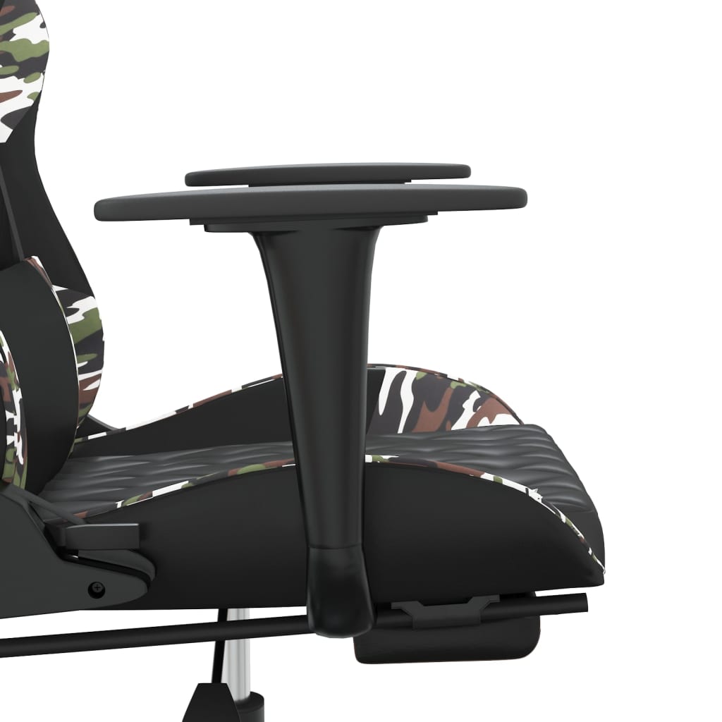 vidaXL Gaming-Stuhl mit Fußstütze Schwarz und Tarnfarben Kunstleder