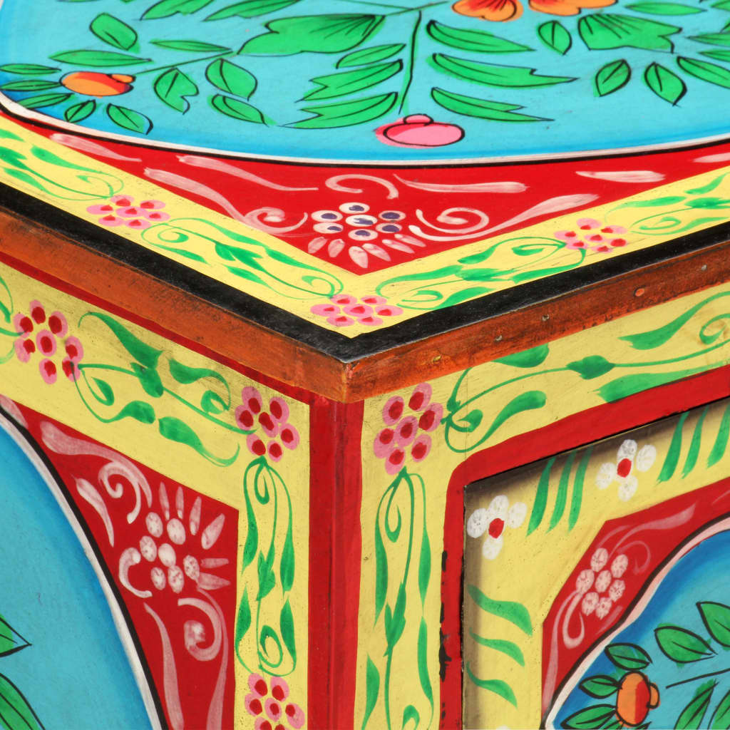 vidaXL Handbemalter Nachttisch 40×30×50 cm Mango Massivholz