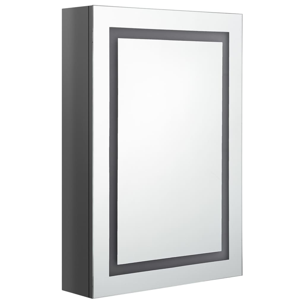 vidaXL LED-Spiegelschrank fürs Bad Glänzend Grau 50x13x70 cm