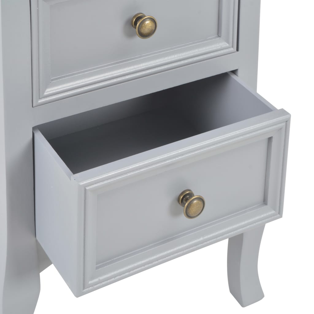 280038 vidaXL Bedside Cabinets Grey 35x30x49 cm MDF