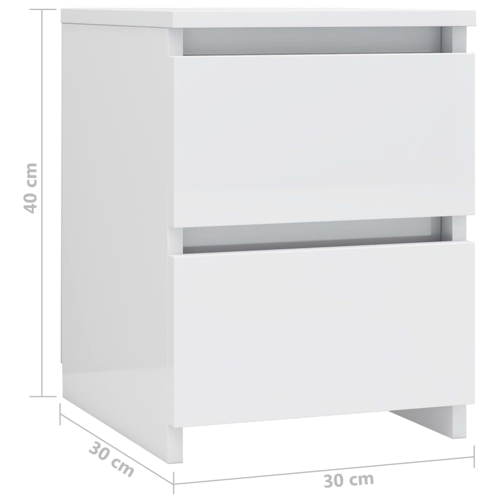 vidaXL Nachttisch Hochglanz-Weiß 30x30x40 cm Holzwerkstoff