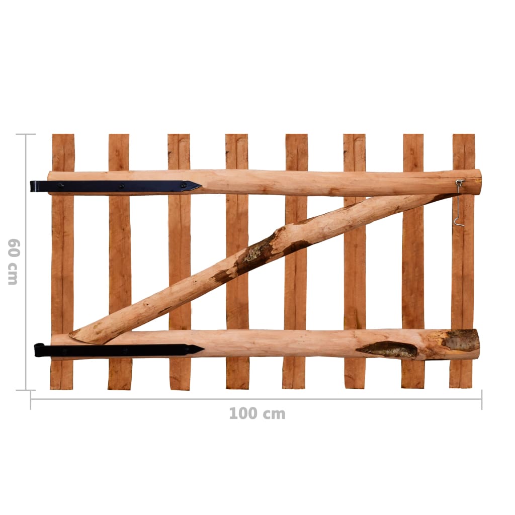 vidaXL Zauntor Einflügelig Haselnussholz Imprägniert 100×60 cm