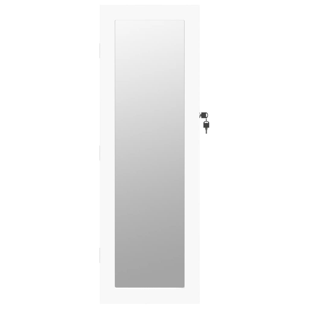 vidaXL Schmuckschrank mit Spiegel Wandmontage Weiß 30x8,5x90 cm