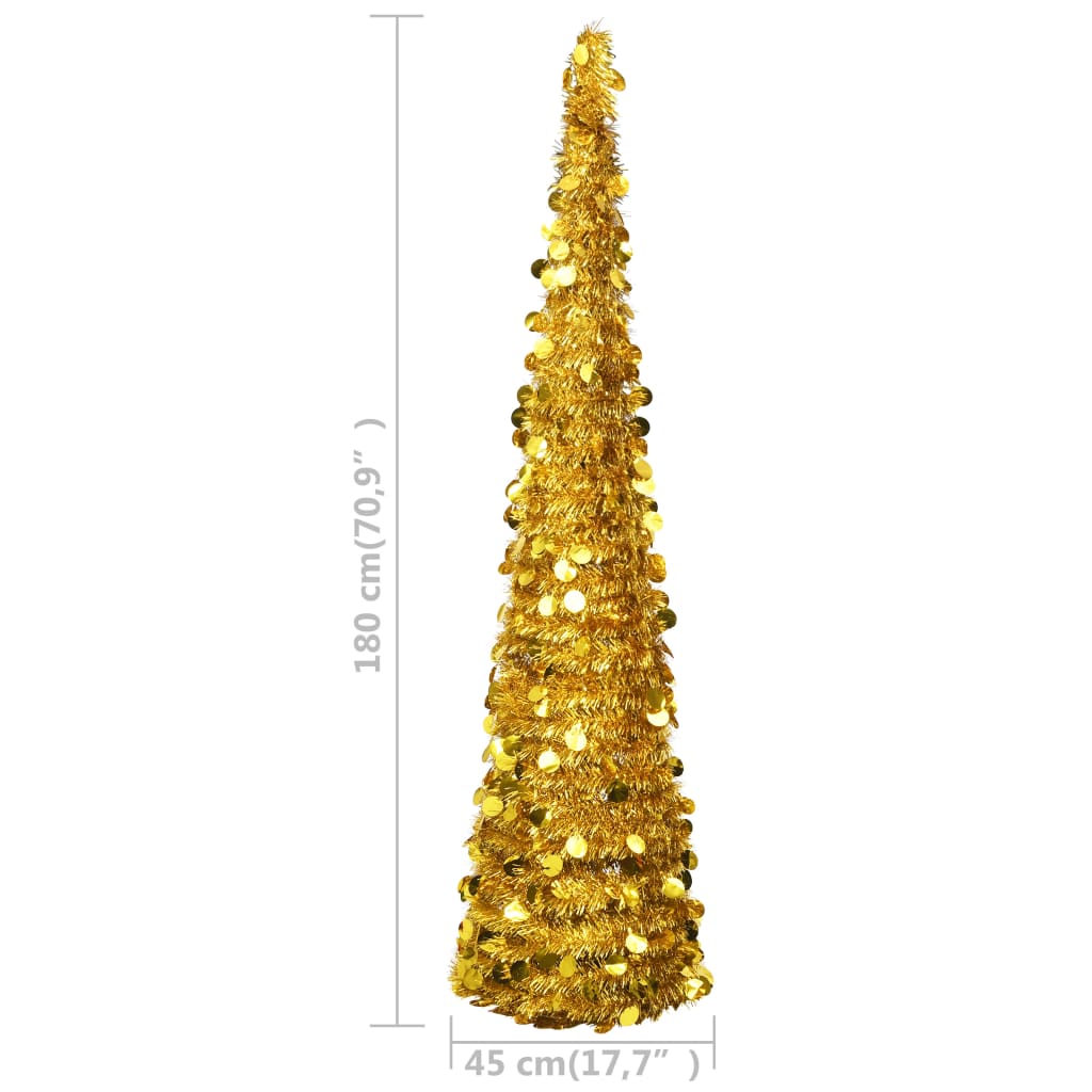 vidaXL Künstlicher Pop-Up-Weihnachtsbaum Golden 180 cm PET