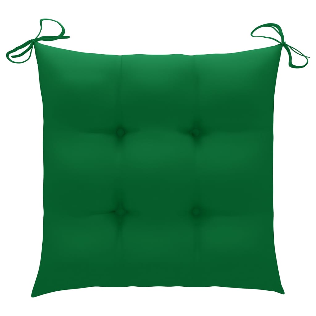 vidaXL Gartenstühle mit Grünen Kissen 8 Stk. Massivholz Teak