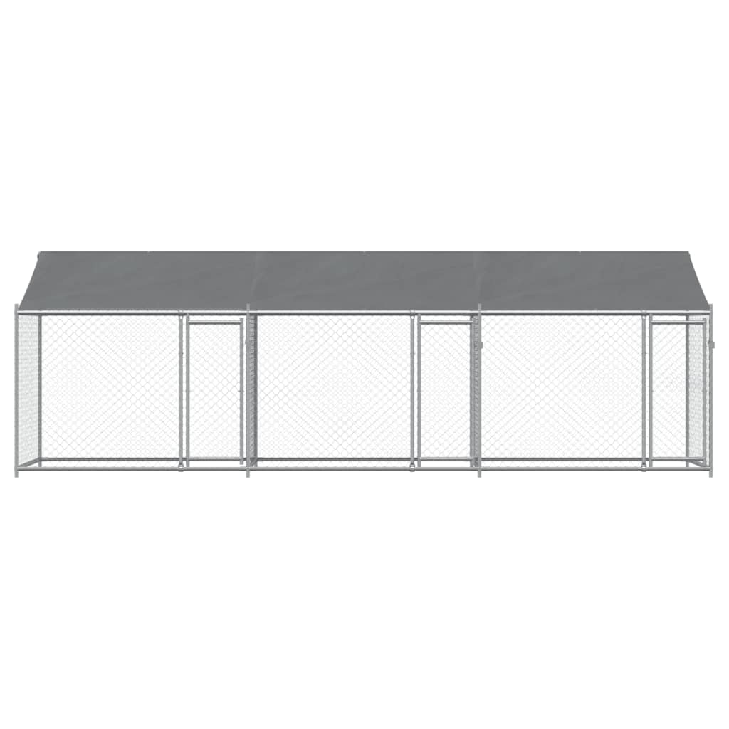 vidaXL Hundezwinger mit Dach und Türen Grau 6x2x2 m Verzinkter Stahl