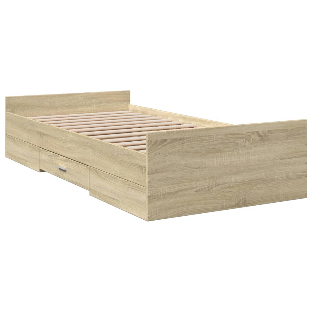vidaXL Bettgestell mit Schubladen Sonoma-Eiche 90x200cm Holzwerkstoff