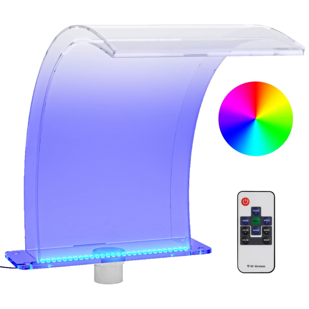 vidaXL Wasserfall-Element mit RGB-LEDs und Anschluss-Set Acryl 50 cm