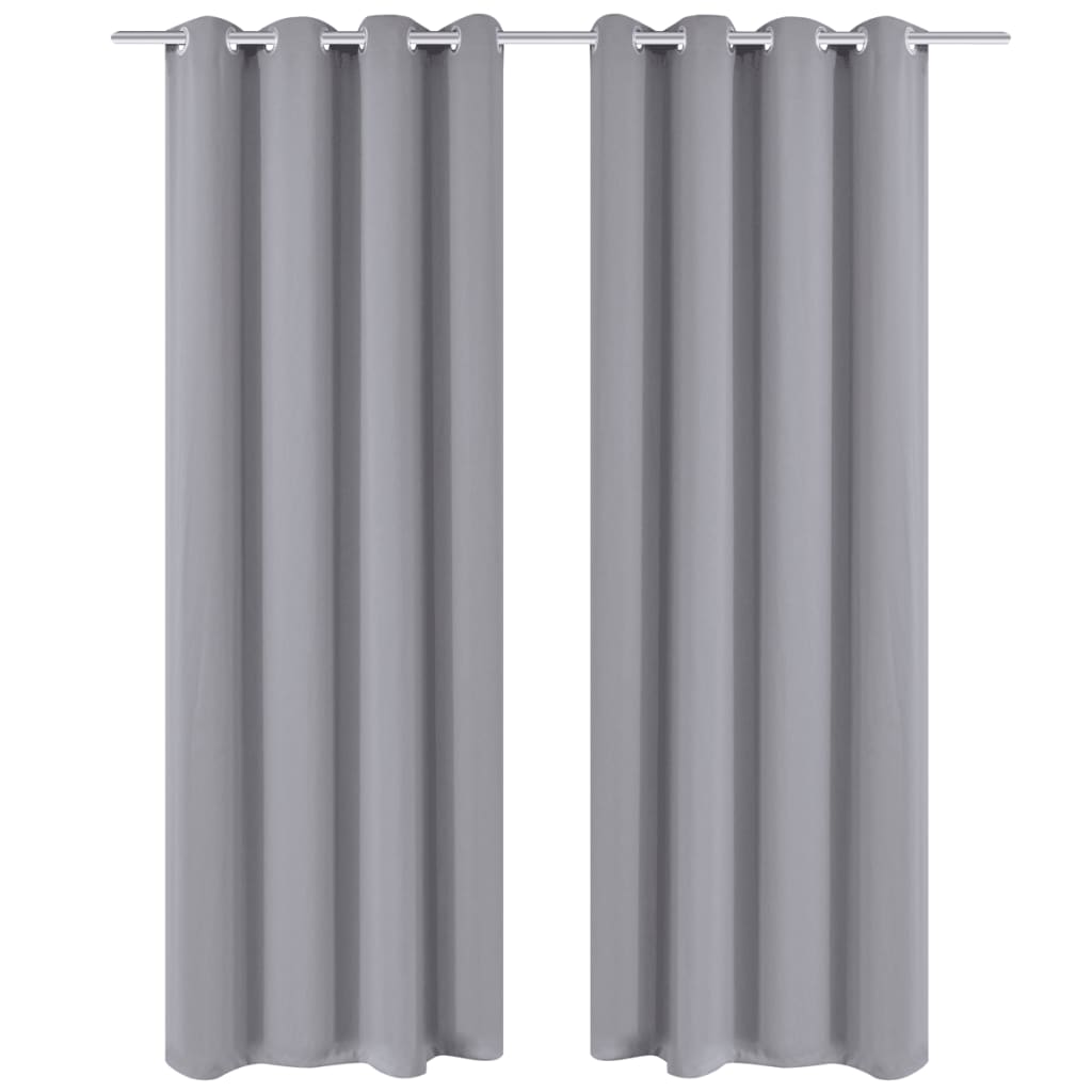 Verdunkelungs-Vorhänge mit Metallringen 135 x 245 cm Grau blackout