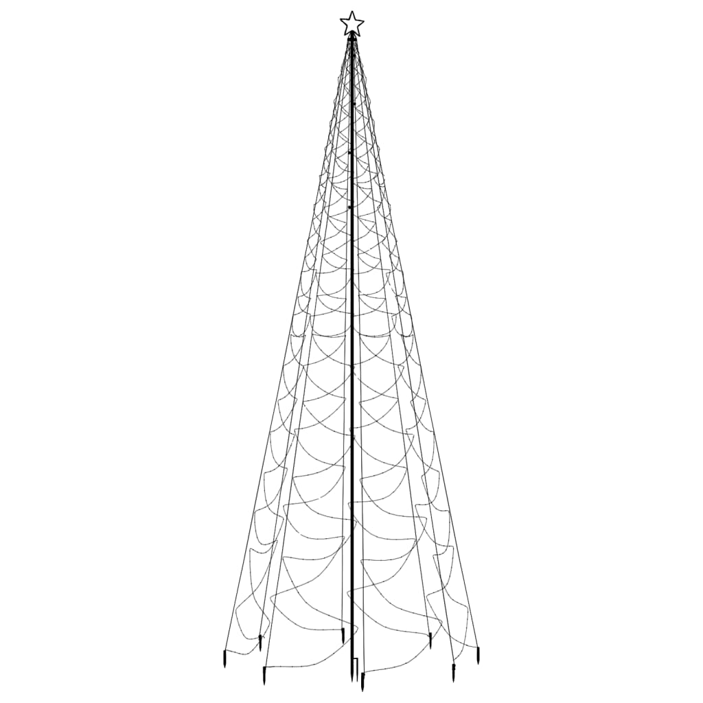 Warmweiß 5 Metallstange m mit LED-Weihnachtsbaum LEDs 1400 vidaXL