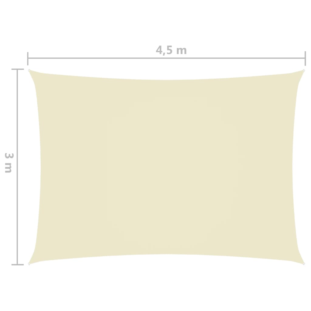 vidaXL Sonnensegel Oxford-Gewebe Rechteckig 3x4,5 m Creme