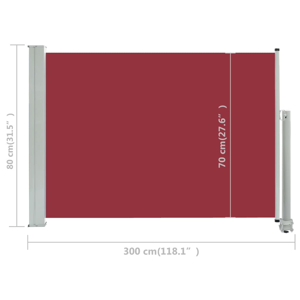 vidaXL Ausziehbare Seitenmarkise 80×300 cm Rot