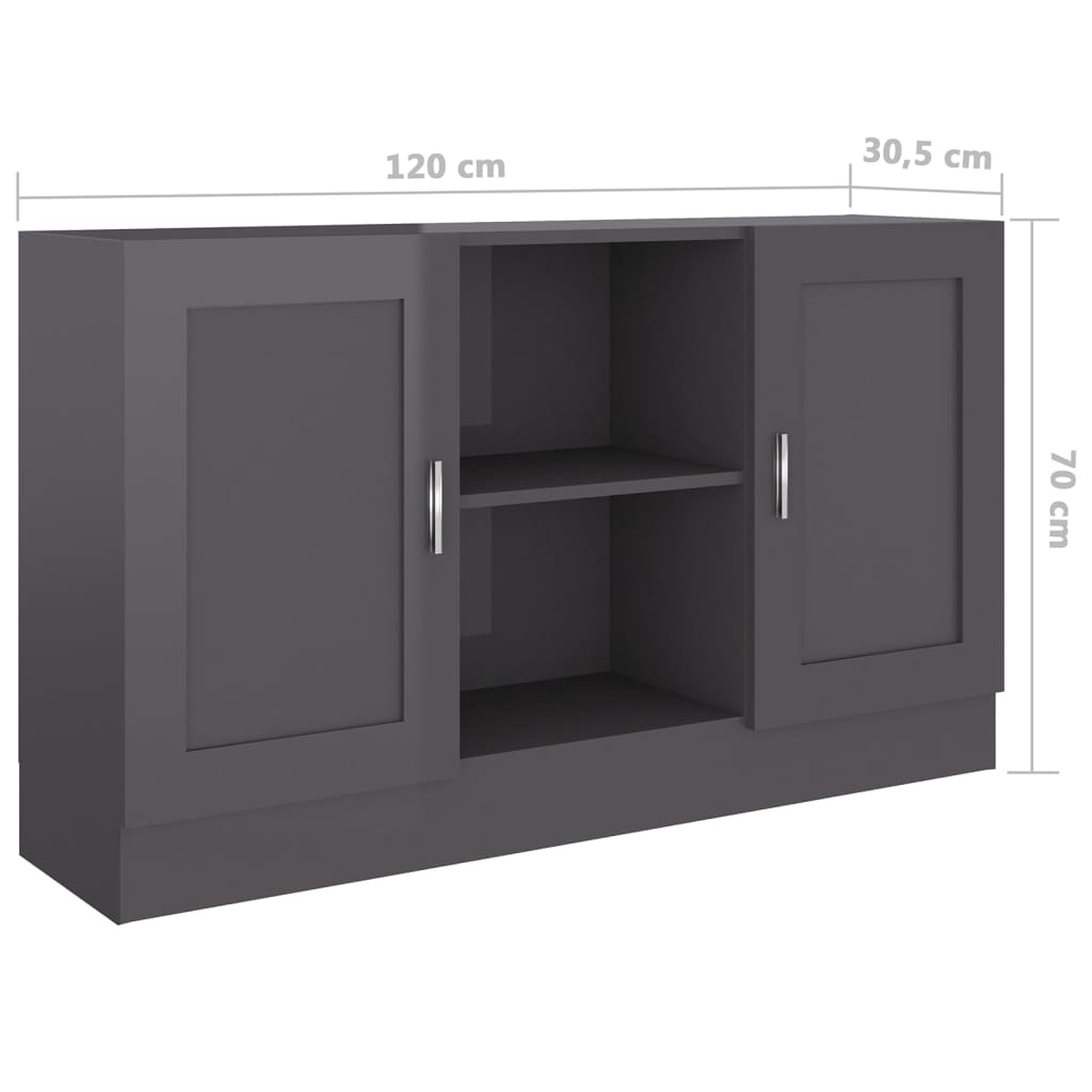 vidaXL Sideboard Hochglanz-Grau 120x30,5x70 cm Holzwerkstoff