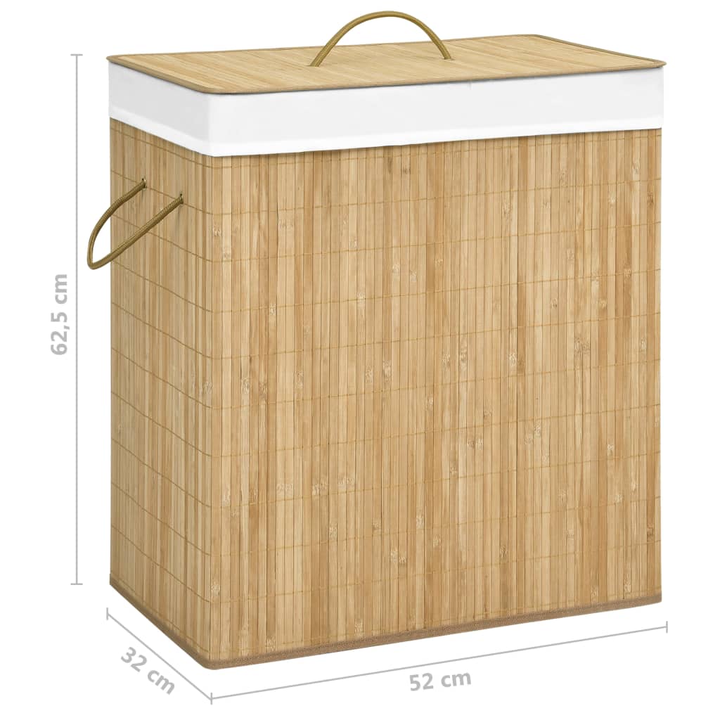 vidaXL Bambus-Wäschekorb mit 2 Fächern 100 L