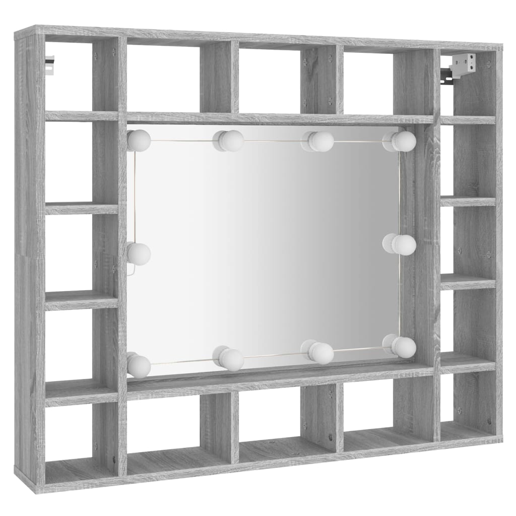 vidaXL Spiegelschrank mit LED Grau Sonoma 91x15x76,5 cm
