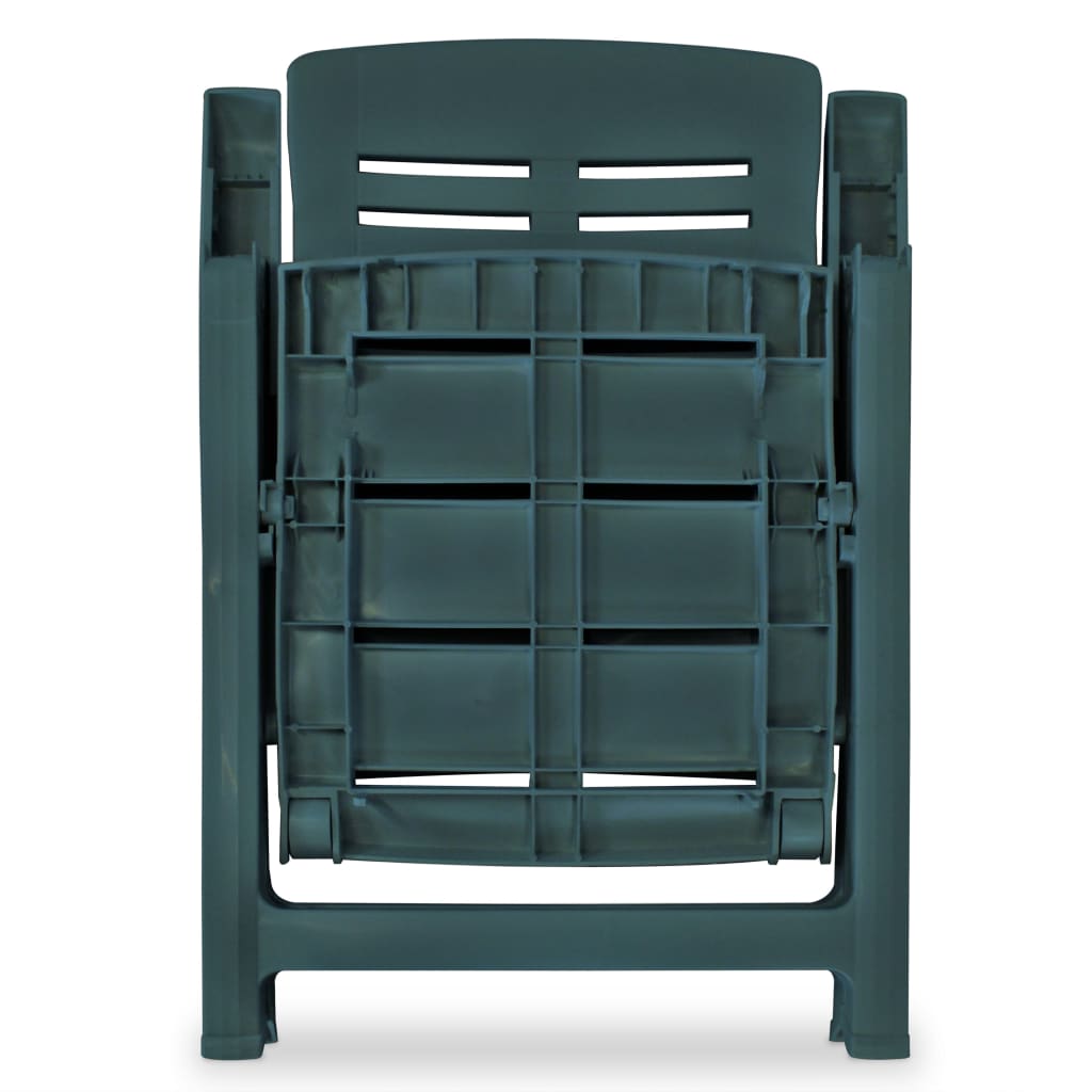 vidaXL Verstellbare Gartenstühle 2 Stk. Kunststoff Grün