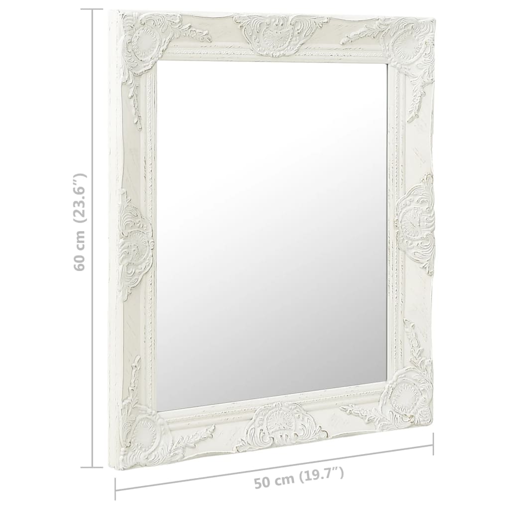 vidaXL Wandspiegel im Barock-Stil 50x60 cm Weiß