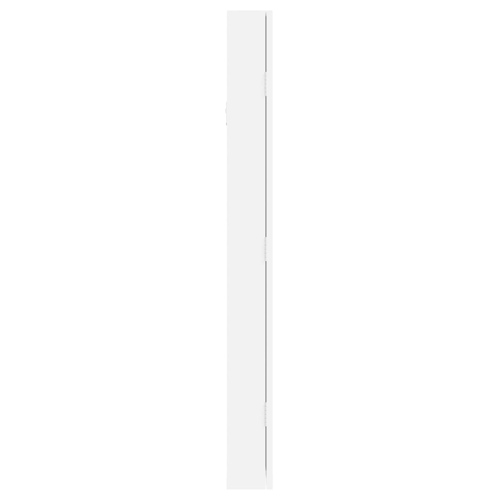 vidaXL Schmuckschrank mit Spiegel Wandmontage Weiß 30x8,5x90 cm