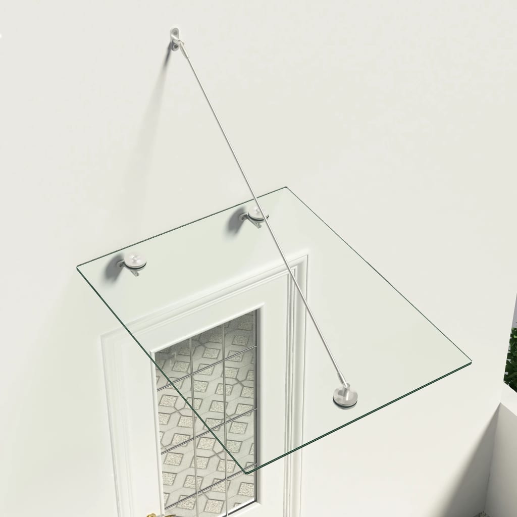 vidaXL Vordach aus VSG-Glas 90x75 cm Edelstahl