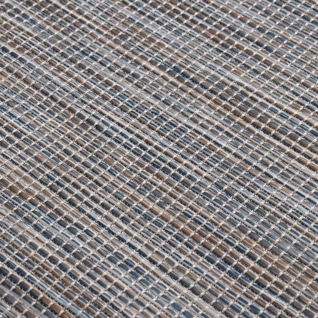 vidaXL Outdoor-Teppich Flachgewebe 80x150 cm Braun und Blau