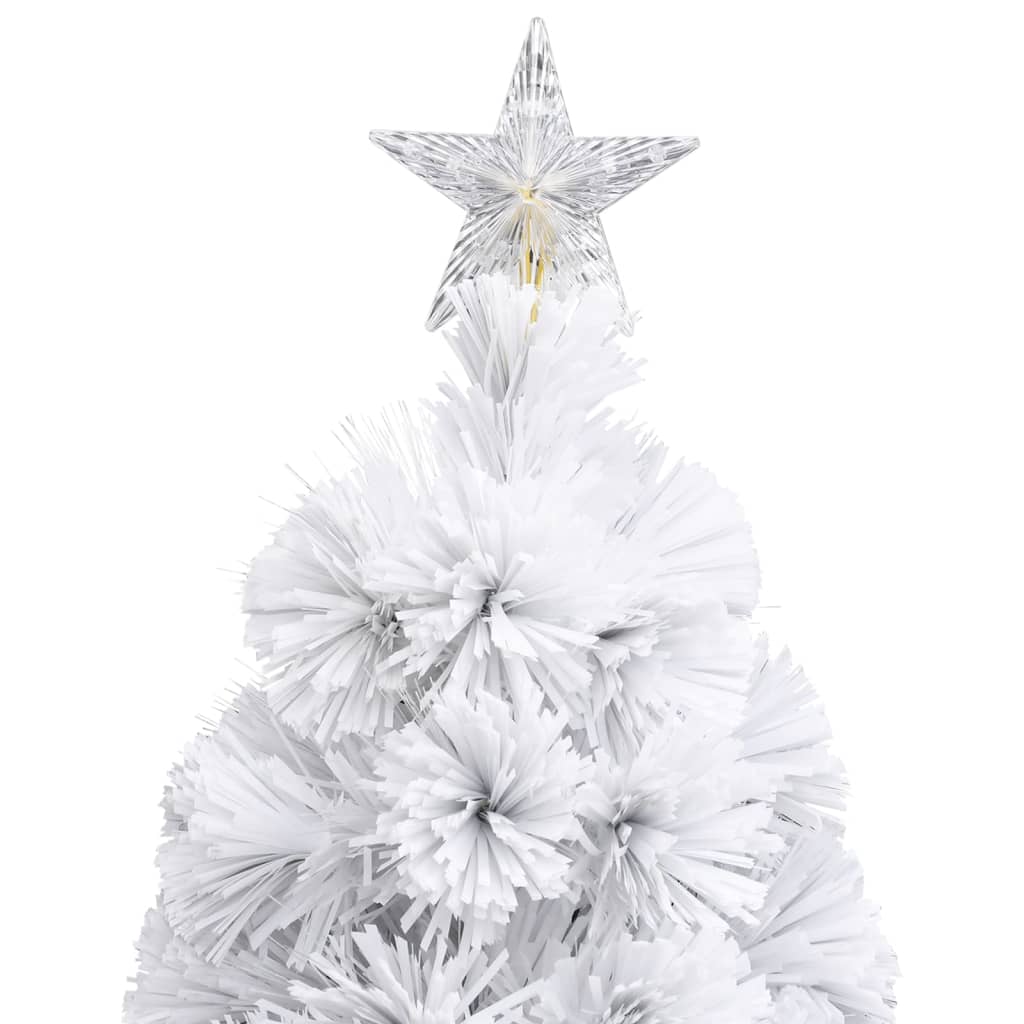 vidaXL Künstlicher Weihnachtsbaum mit Beleuchtung Weiß 180cm Glasfaser