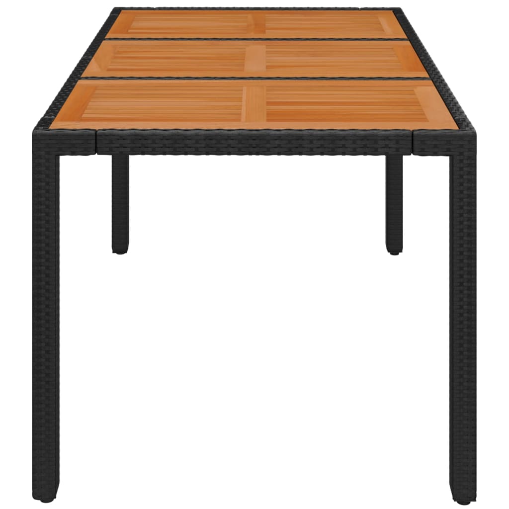 vidaXL Gartentisch mit Holzplatte Schwarz 150x90x75 cm Poly Rattan