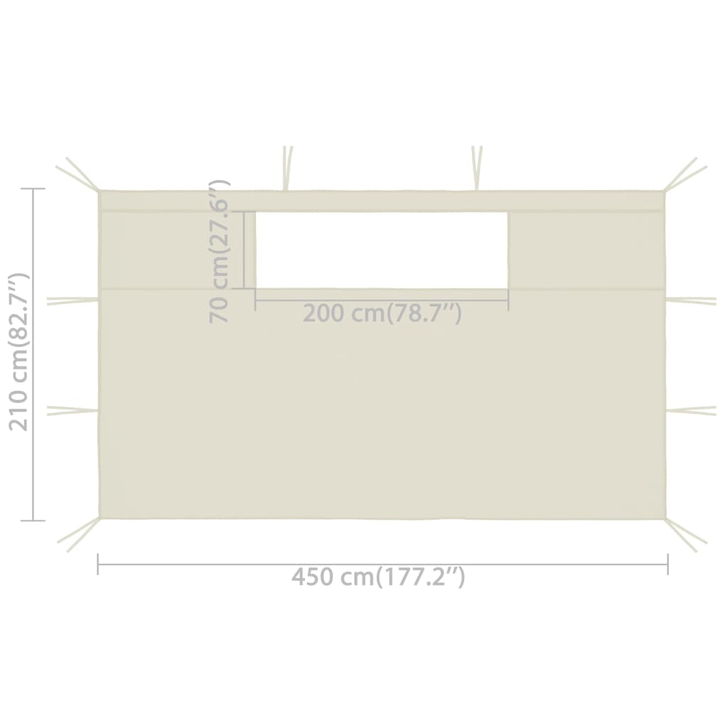 vidaXL Pavillon-Seitenwände mit Fenstern 2 Stk. 4,5x2,1 m Creme 70g/m²
