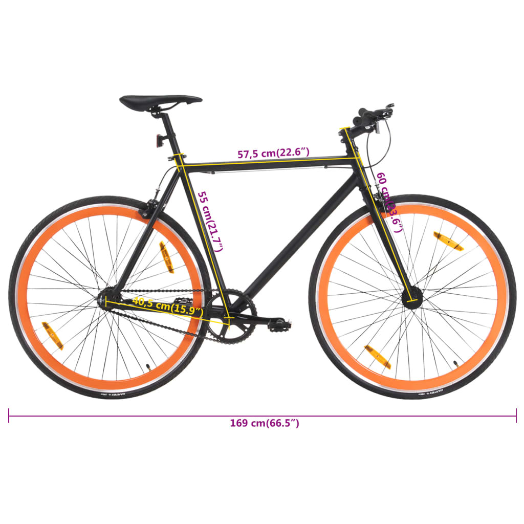 vidaXL Fahrrad mit Festem Gang Schwarz und Orange 700c 55 cm