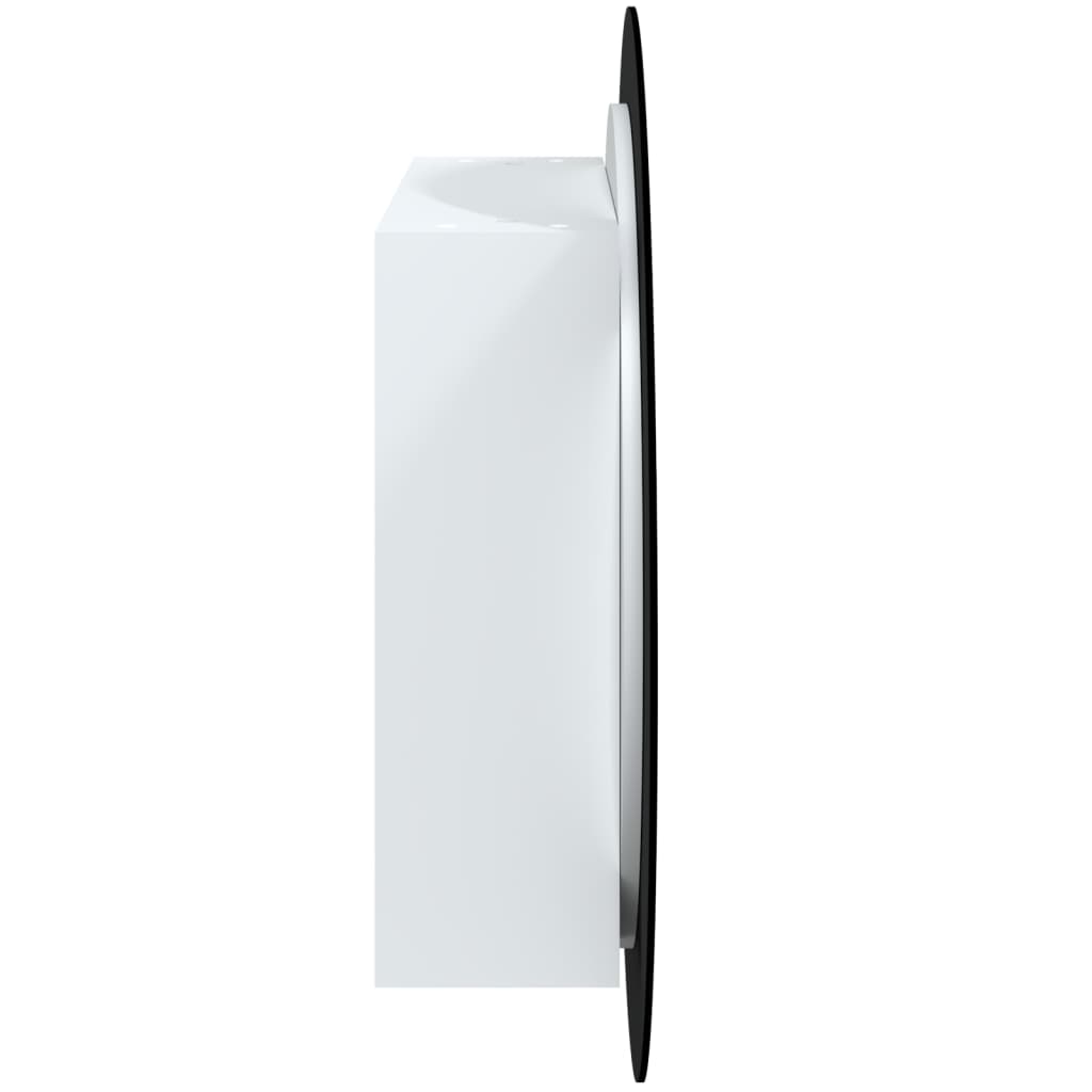 vidaXL Badezimmerschrank mit Rundem Spiegel & LED Weiß 54x54x17,5 cm
