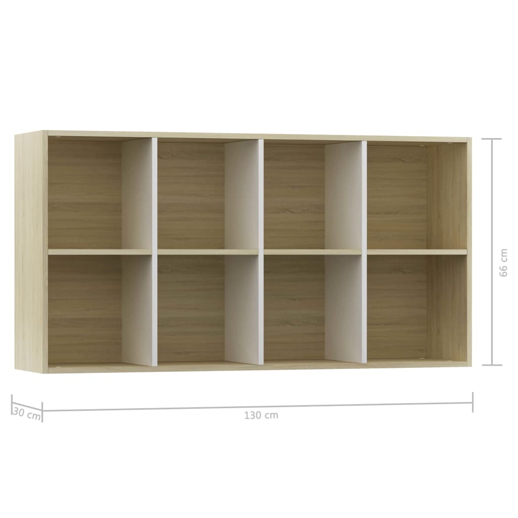 vidaXL Bücherregal/Sideboard Weiß Sonoma-Eiche 66×30×130 cm