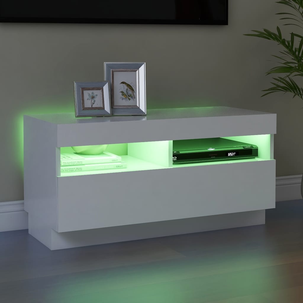 vidaXL TV-Schrank mit LED-Leuchten Weiß 80x35x40 cm