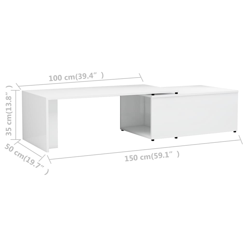 vidaXL Couchtisch Hochglanz-Weiß 150x50x35 cm Holzwerkstoff