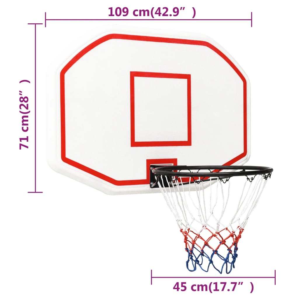 vidaXL Basketballkorb Weiß 109x71x3 cm Polyethylen