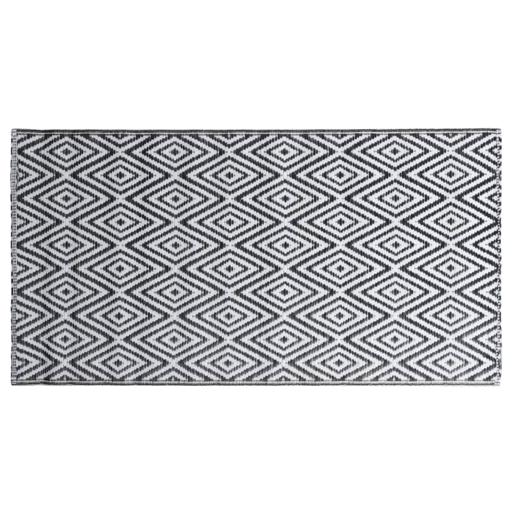 vidaXL Outdoor-Teppich Weiß und Schwarz 120x180 cm PP