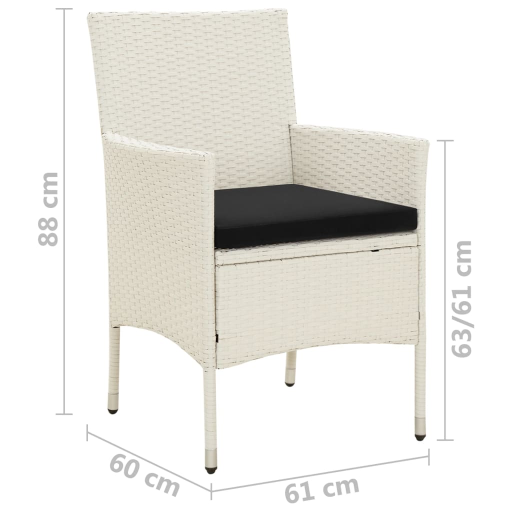 vidaXL Gartenstühle mit Kissen 2 Stk. Poly Rattan Weiß
