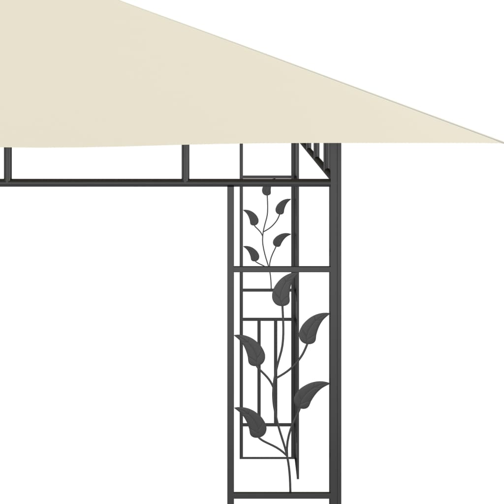 vidaXL Pavillon mit Moskitonetz & LED-Lichterkette 4x3x2,73m Cremeweiß