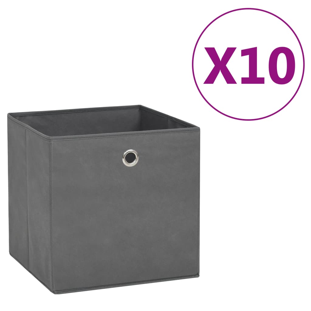vidaXL Aufbewahrungsboxen 10 Stk. Vliesstoff 28x28x28 cm Grau