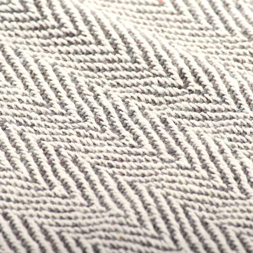 vidaXL Überwurf Baumwolle Fischgrätmuster 125 x 150 cm Grau