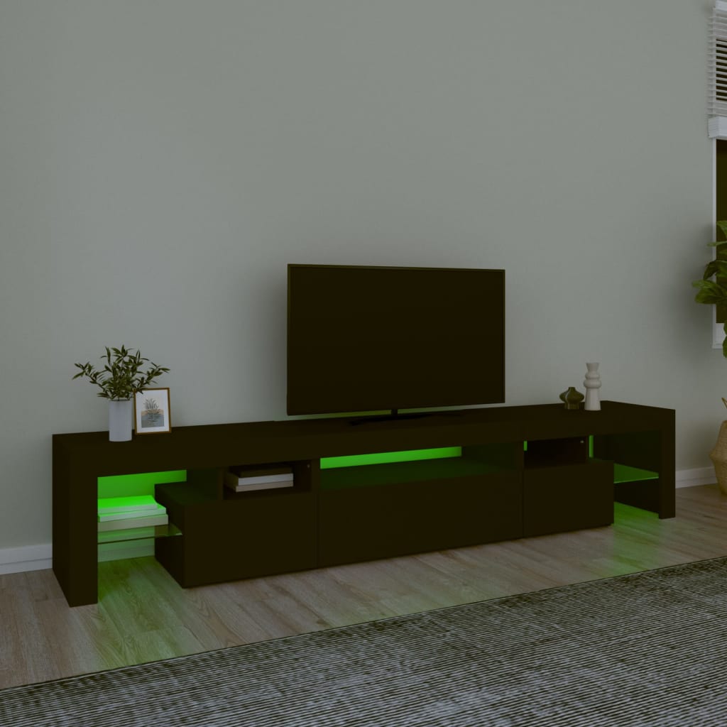 vidaXL TV-Schrank mit LED-Leuchten Schwarz 215x36,5x40 cm