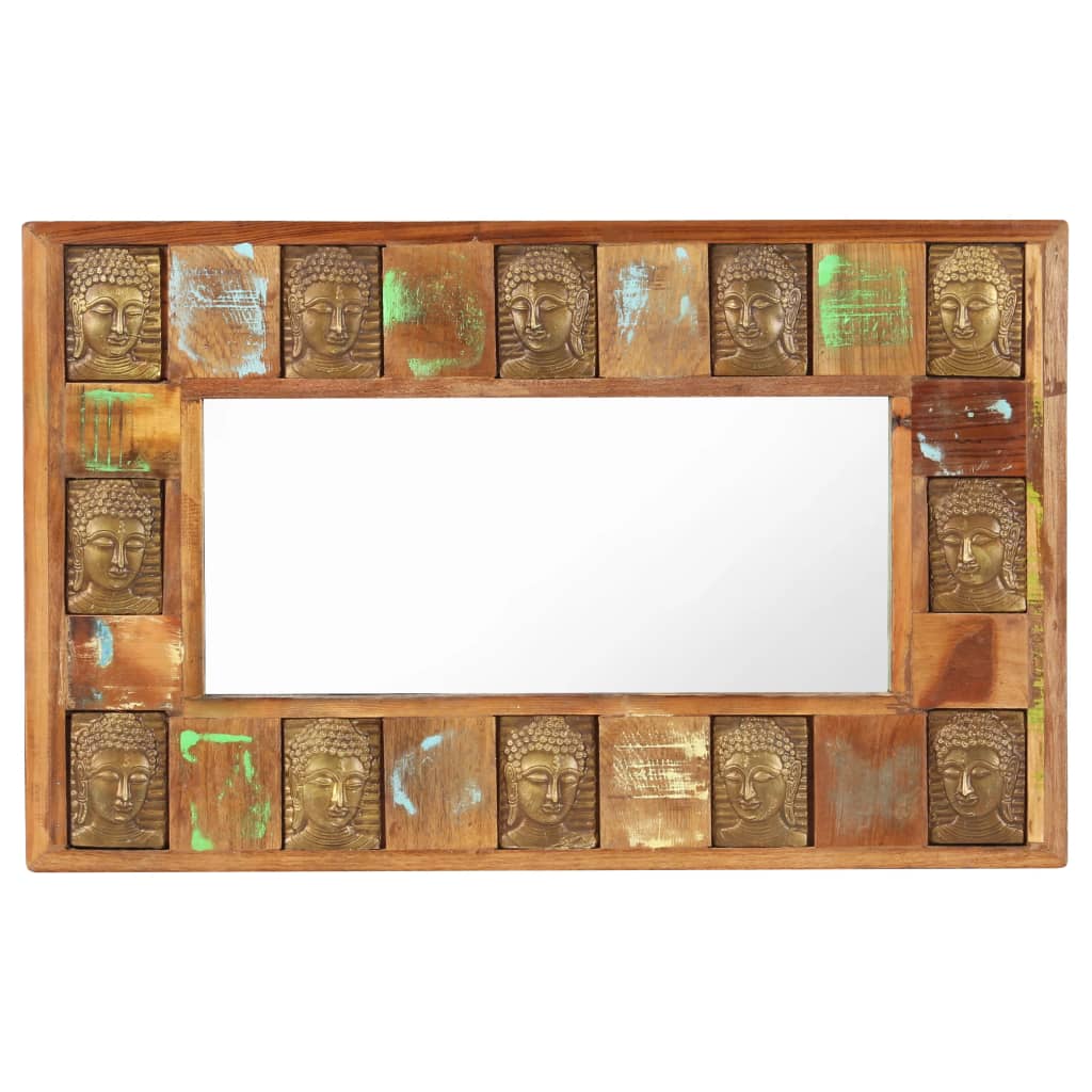 vidaXL Spiegel mit Buddha-Verzierung 80x50 cm Recyceltes Massivholz