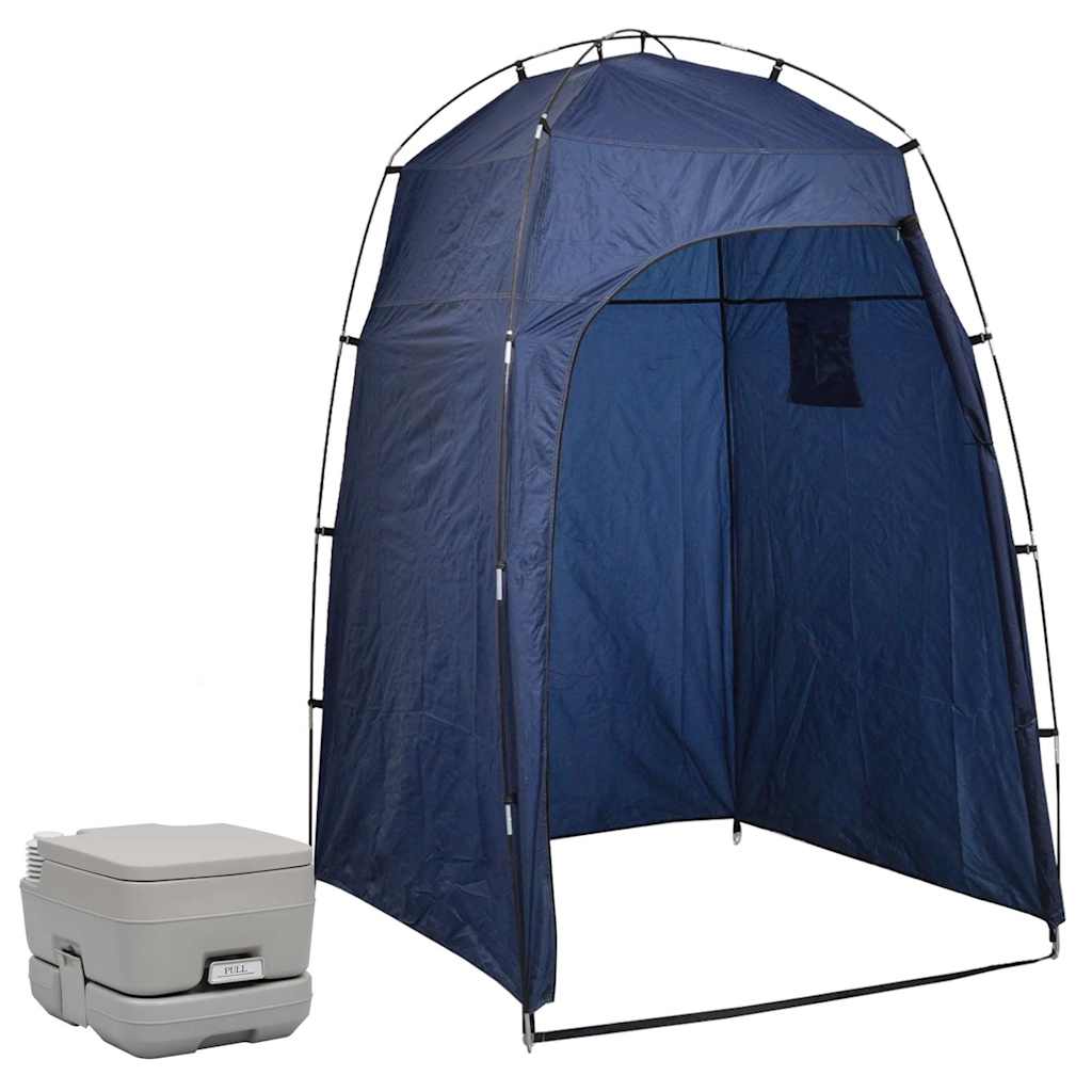 vidaXL Tragbare Campingtoilette mit Zelt 10+10 L