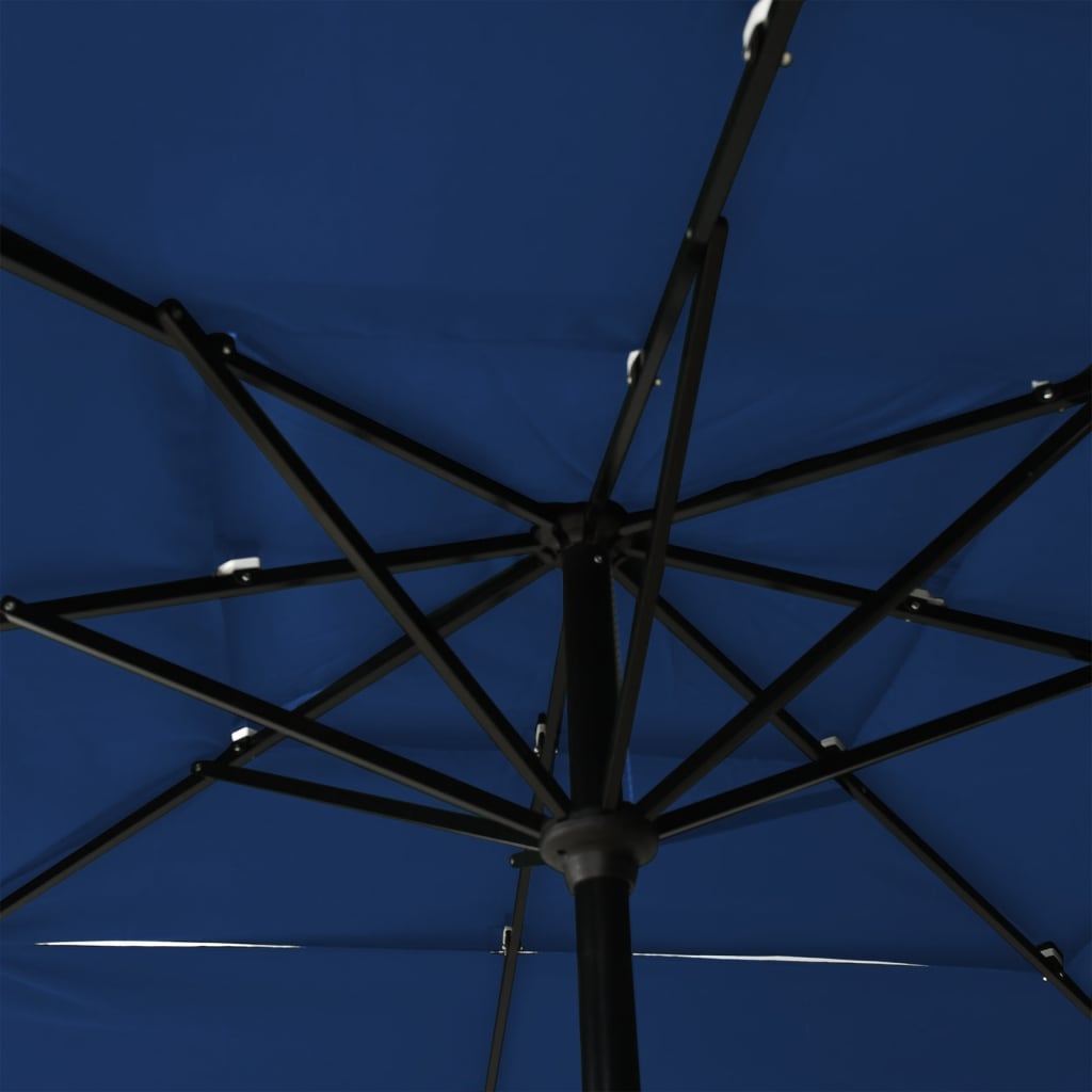 vidaXL Sonnenschirm mit Aluminium-Mast 3-lagig Azurblau 2,5x2,5 m