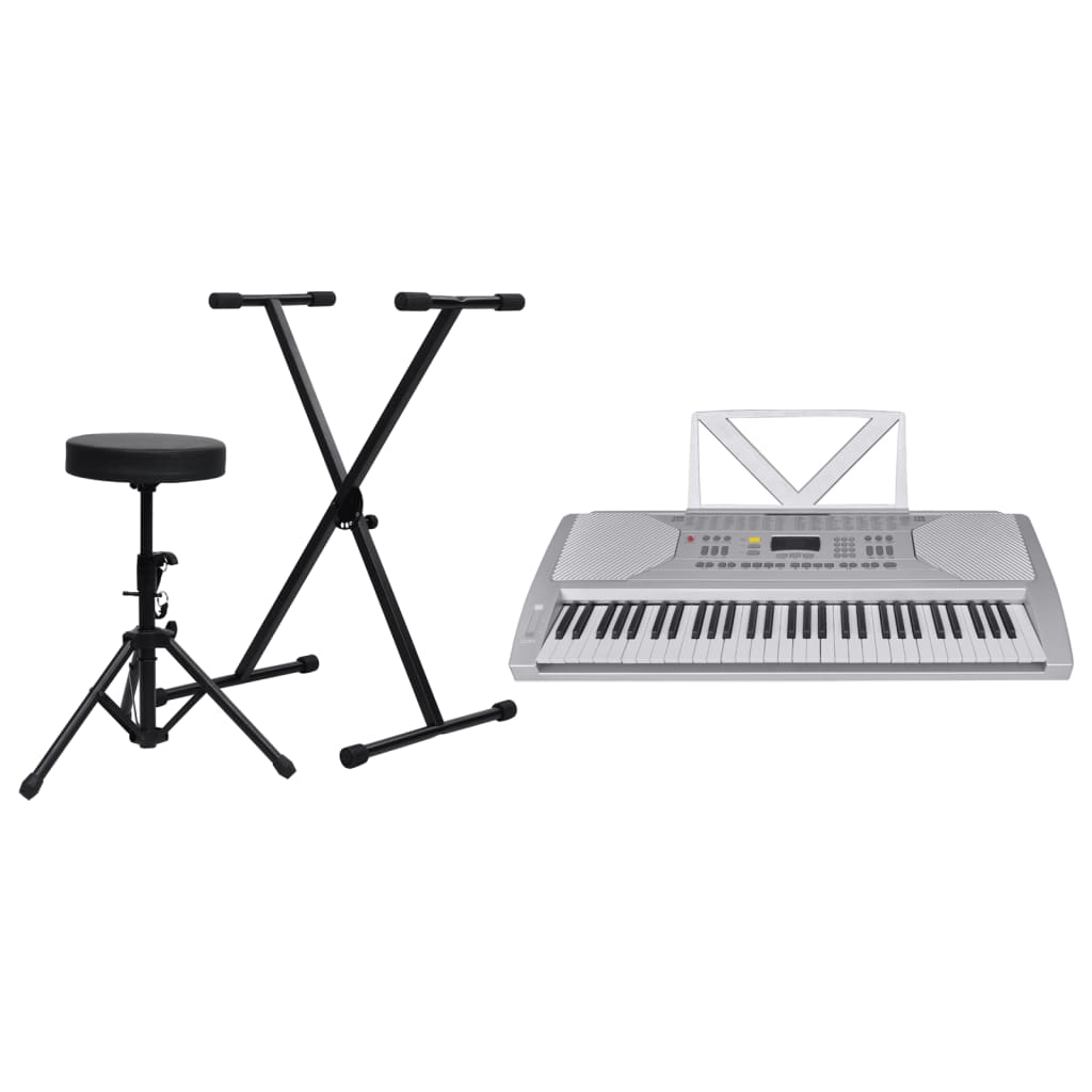 vidaXL Elektrisches Keyboard-Set mit 61 Tasten Silbern und Schwarz