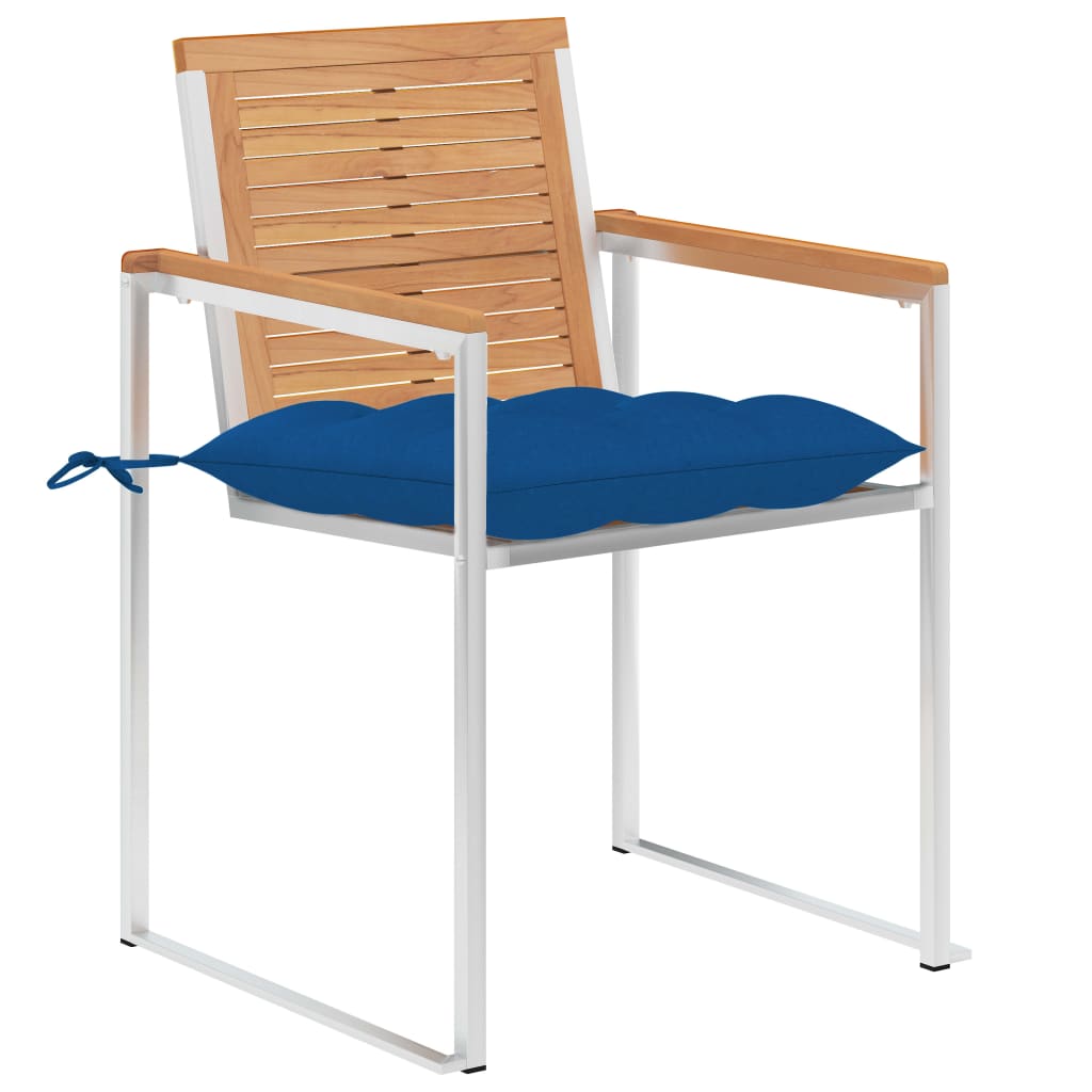vidaXL Gartenstühle mit Kissen 2 Stk. Massivholz Teak und Stahl