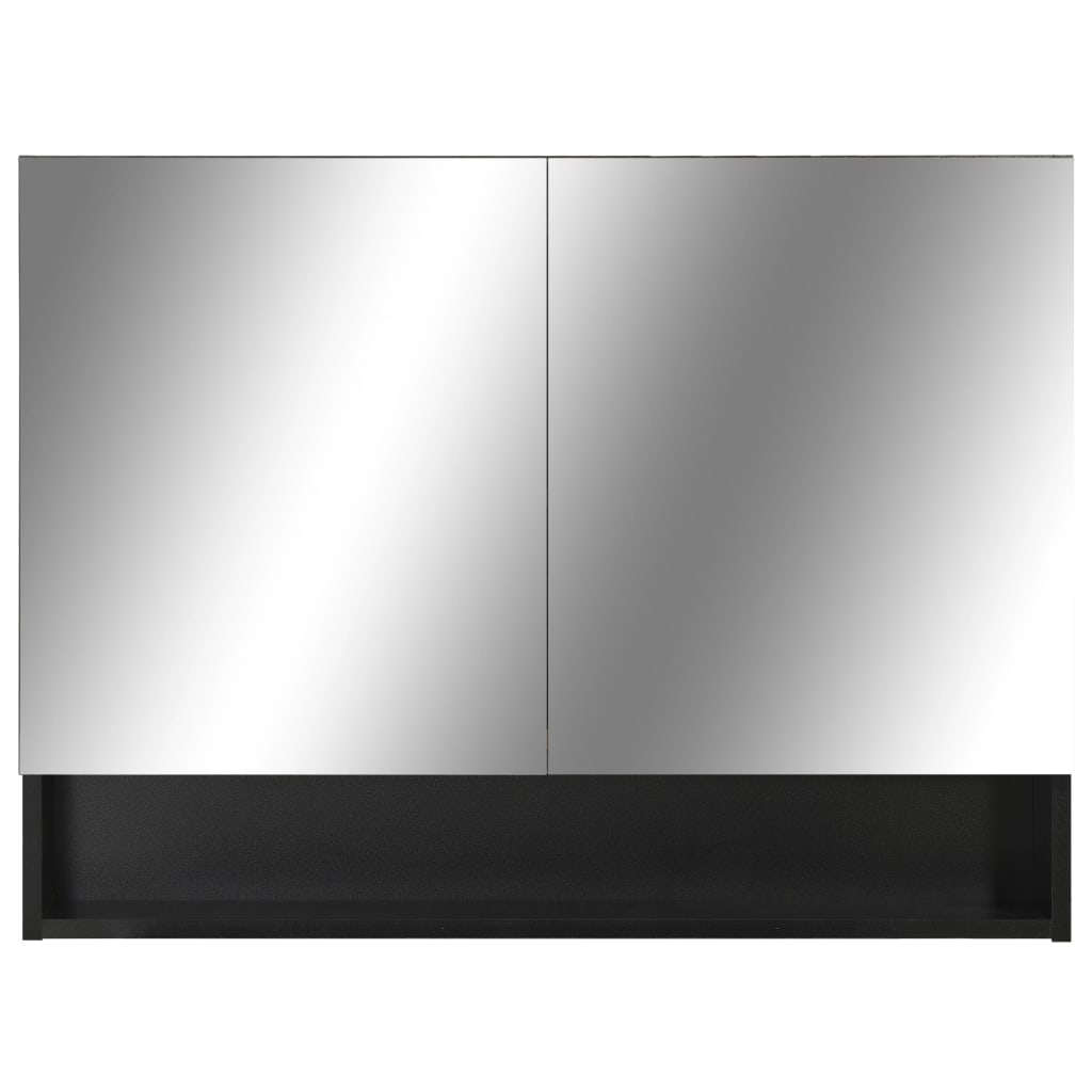 vidaXL LED-Spiegelschrank fürs Bad Schwarz 80x15x60 cm MDF