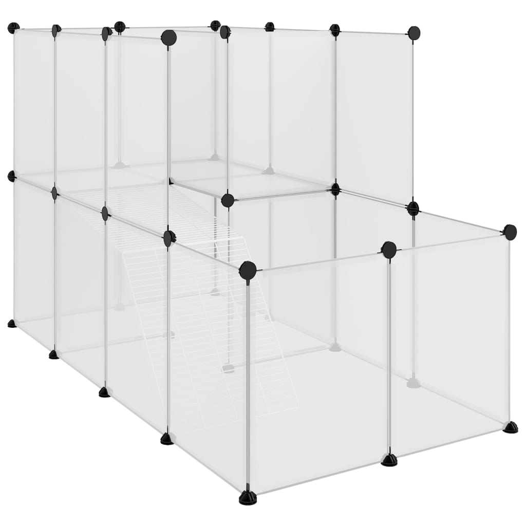 Produktbild von VidaXL Kleintierkäfig Transparent – 143x107x93 Cm, Aus PP & Stahl, Mit 2. Ebene & 2 Leitern – Für Kaninchen, Meerschweinchen, Hamster Etc. (bis 10 Kg)