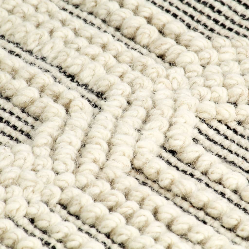 vidaXL Teppich Handgewebt Wolle 80×150 cm Weiß/Schwarz